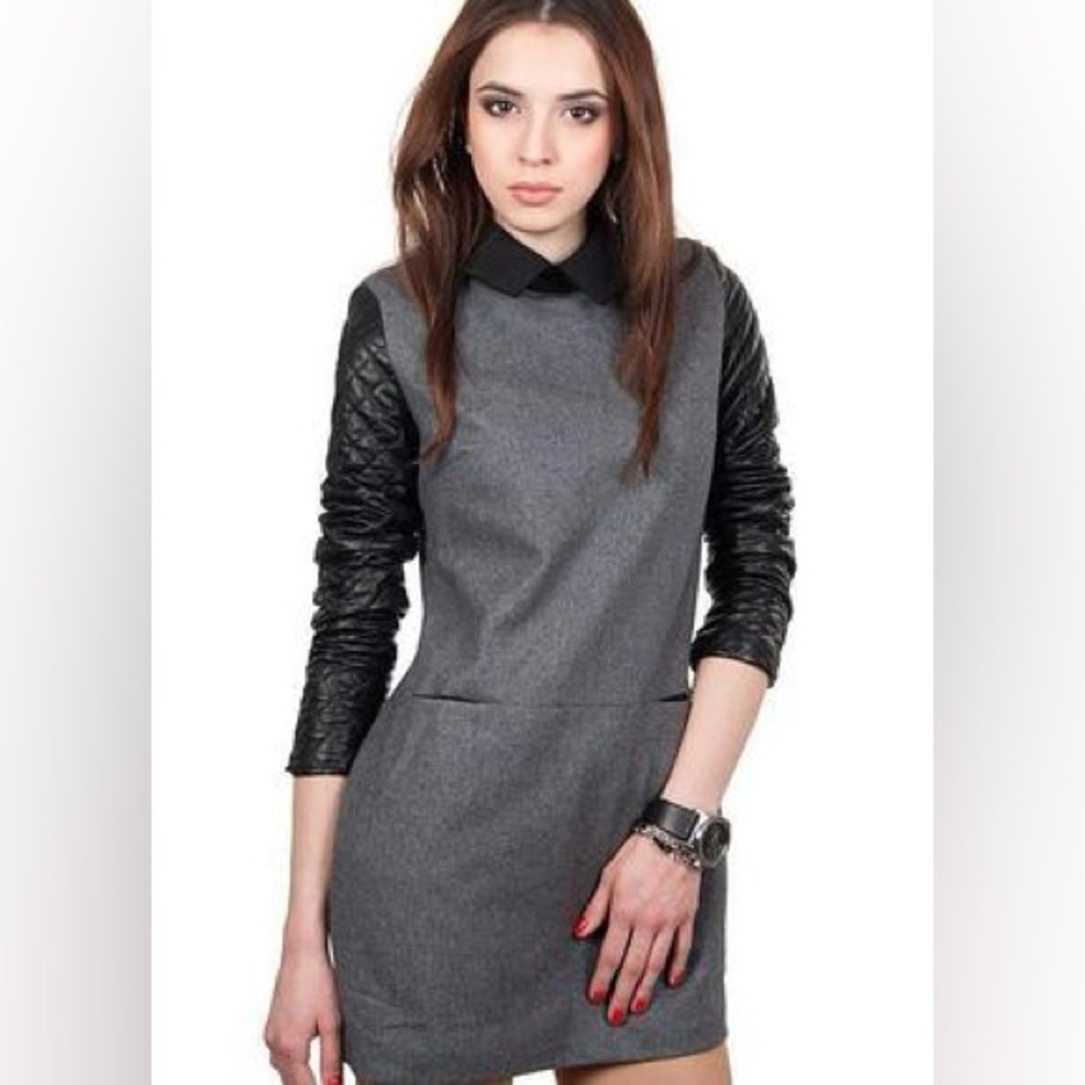 Gloria Coelho wool winter dress with pockets and back zipper size M long sleeve‎